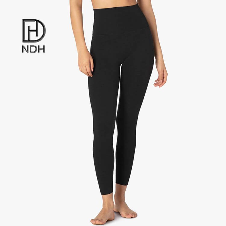 Buttery Soft Flatlock Construction Black Polyester Nylon Spandex Leggings