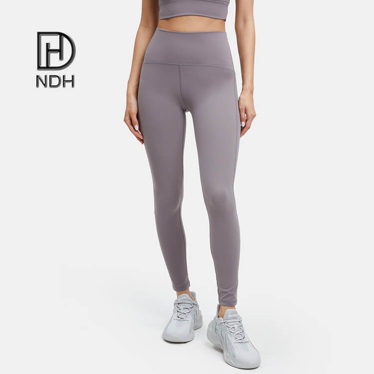 High Waisted Full Length Nude Polyester Nylon Spandex Leggings