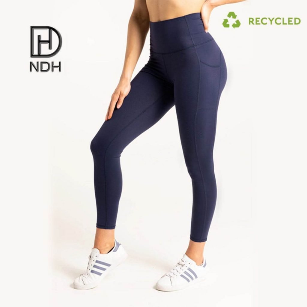 Interlock Seams High-waisted with Buttery Soft Recycle Black Nylon Leggings recycled