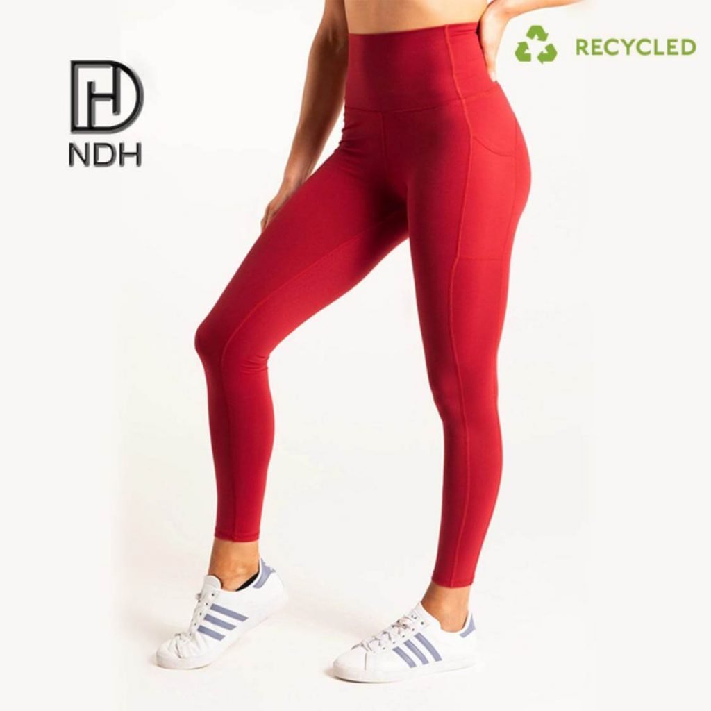 Sweat Wicking Recycle Polyester Leggings WIth 4 Needle 6 Thread recycled