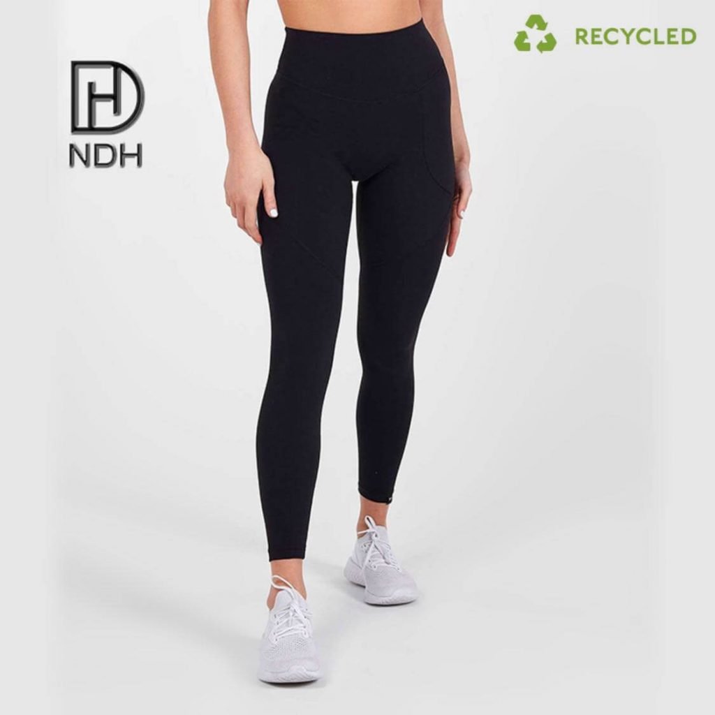 Workout Leggings 7:8 Length Black Recycle Polyester Leggings recycled