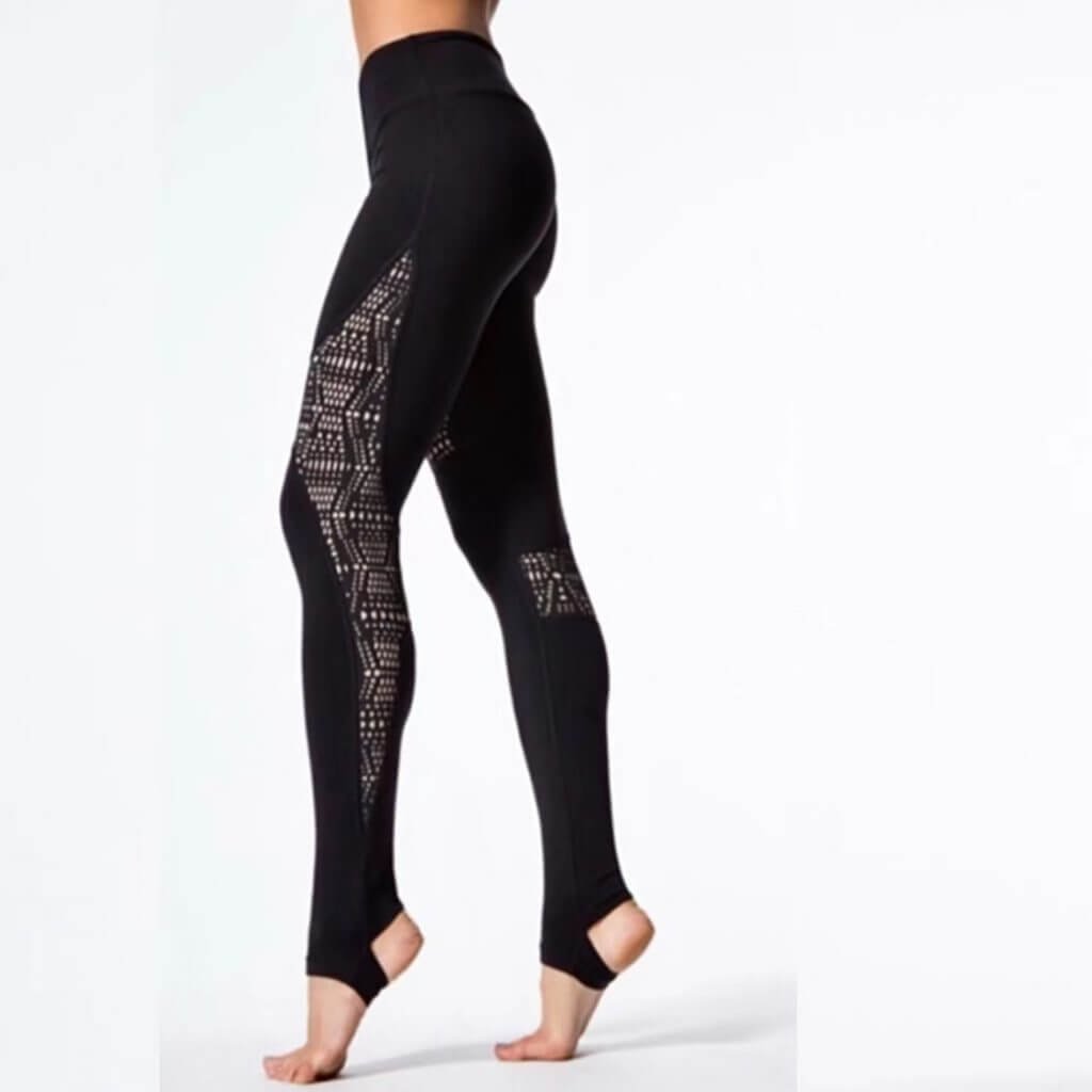 4 Needle 6 Threads Hugged Sensation Full Length Laser Cut Leggings