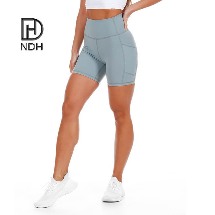 Anti Camel Toe Eco-Friendly Fitness Leggings With Pockets Biker Shorts