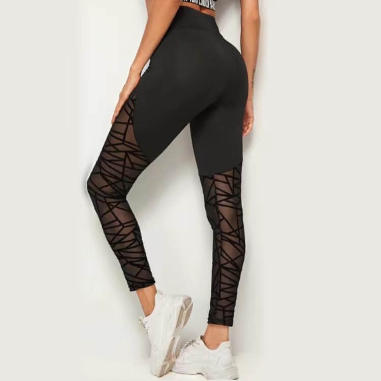 Black Lycra Mesh Leggings with Moisture-Wicking and Buttery Soft