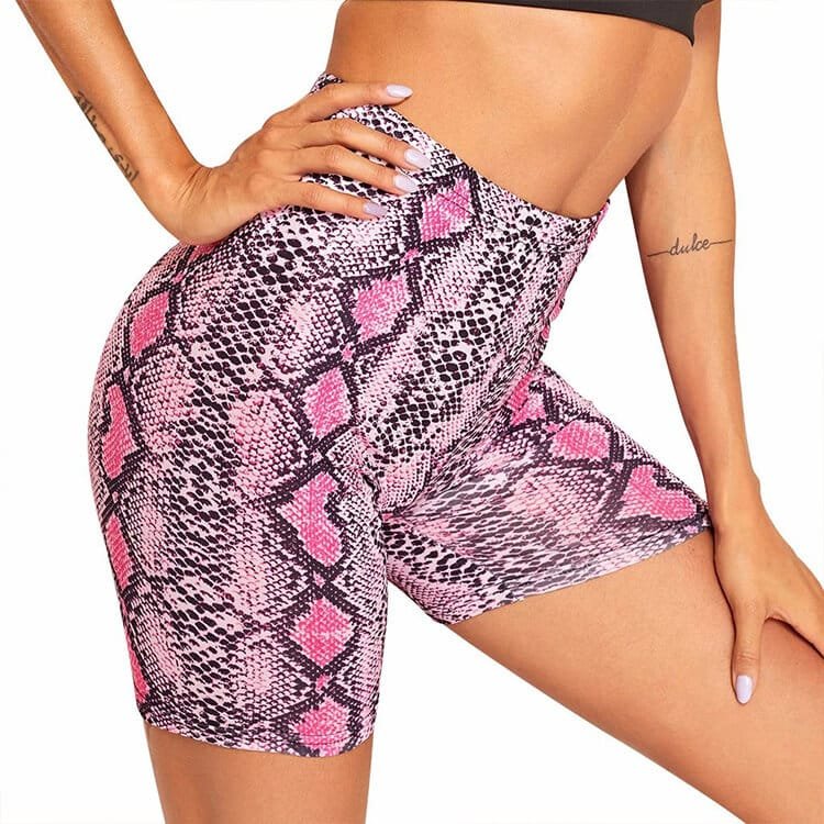 Buttery Soft Four-Way Stretch Non-See Through Snake Printed Gym Leggings Biker Shorts