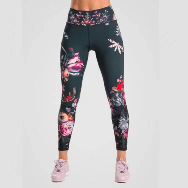 Compression Yoga Workout Interlock Seams Lycra Placement Print Leggings