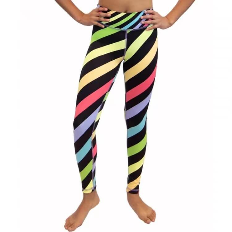 Flatlock Construction Full Length Sustainable Recycled Lycra Spandex Kids Athletic Leggings