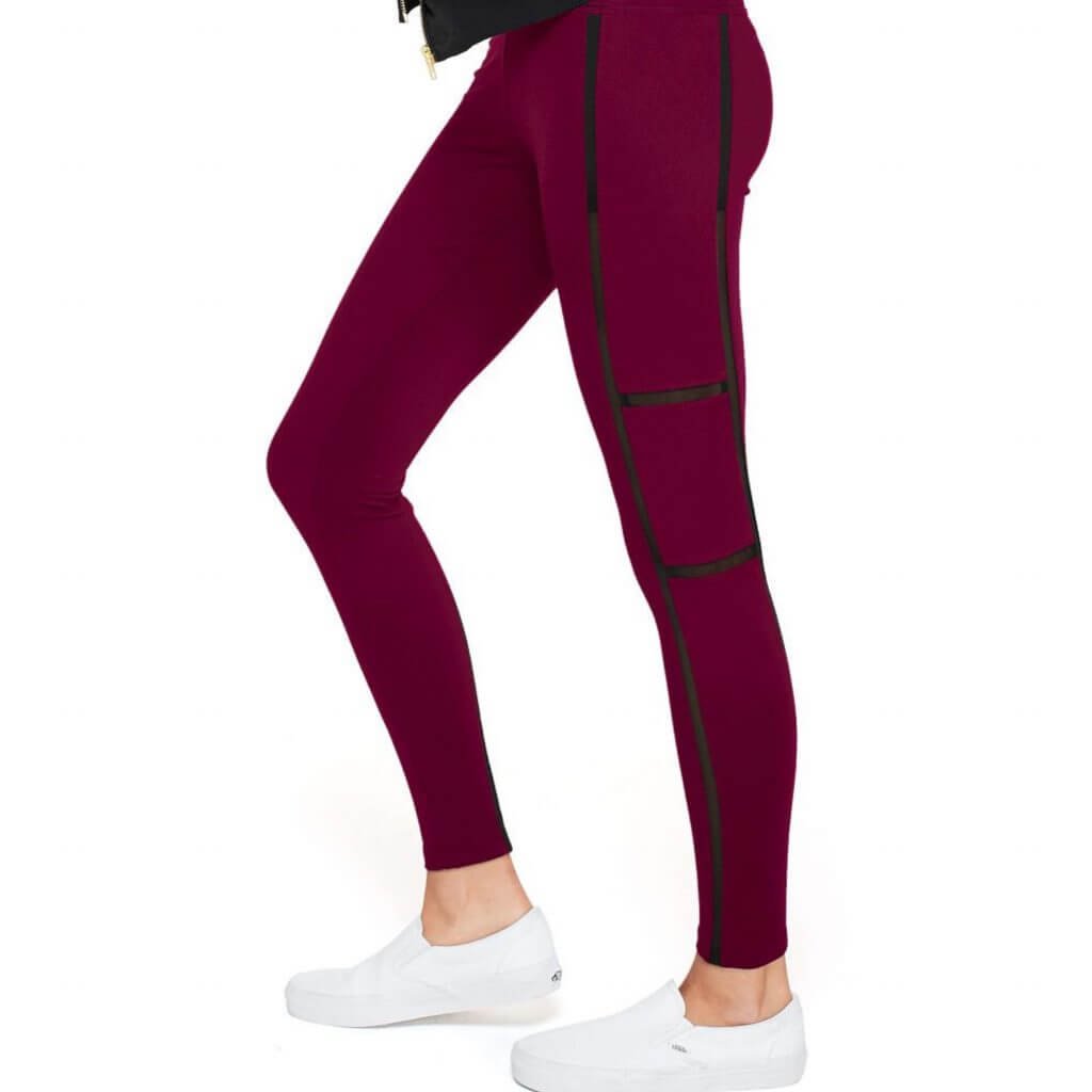 Flatlock Seams Four-Way Stretch Athletic Recycled Lycra Bonded Leggings