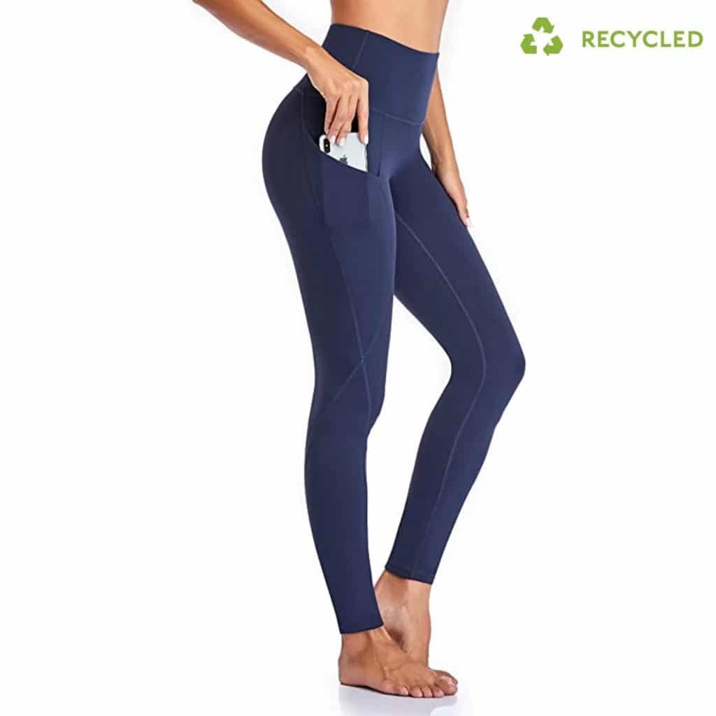Four-Way Stretch Skin Tight No Camel Toe 7:8 Length Leggings with Pockets recycled