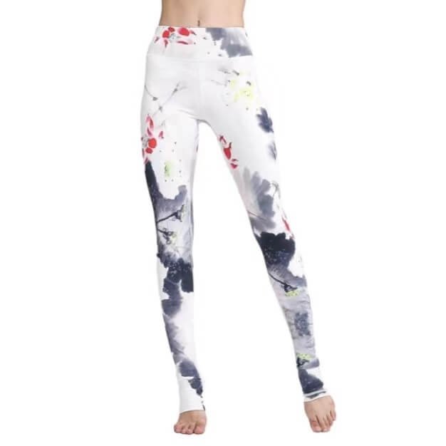 High Waisted Lightweight Four-Way Stretch Placement Print Leggings