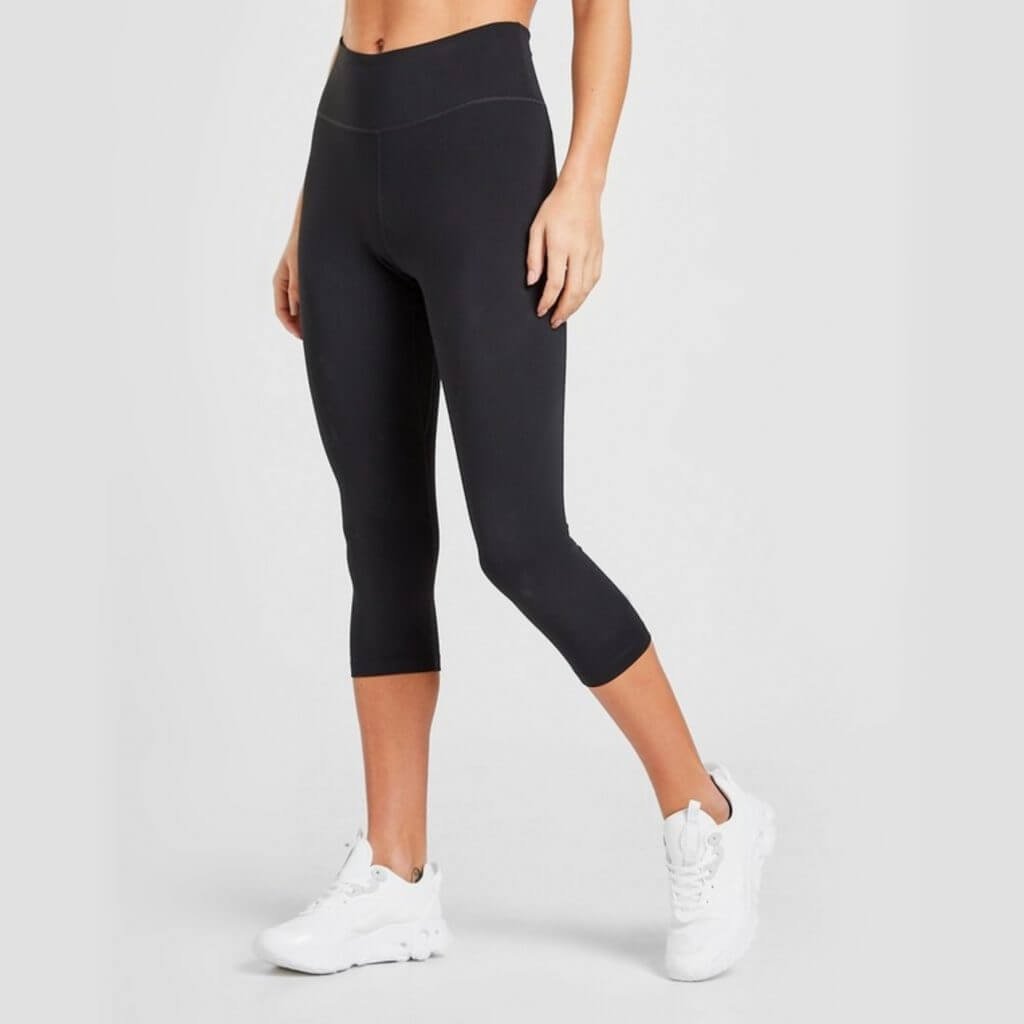 Interlock Seams Lightweight Tummy Control Spandex Nylon Capri Leggings