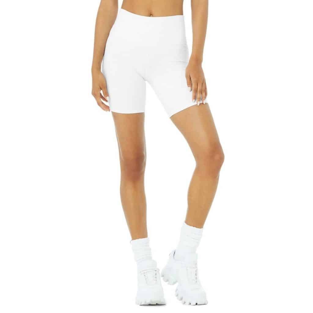 Lightweight Flatlock Construction Buttery Soft Sustainable Fabric White Biker Shorts