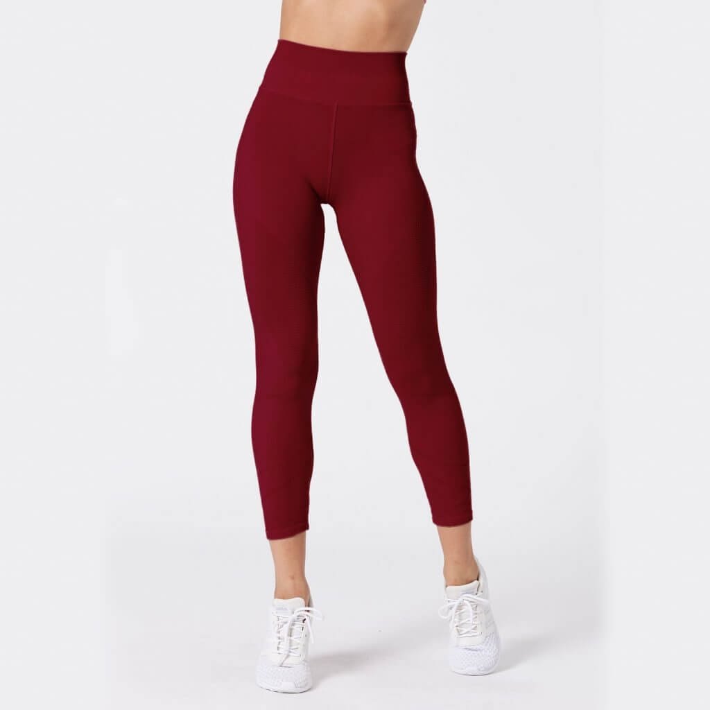 Lycra Ribbed Skin Tight Moisture-Wicking Recycled Polyester 7:8 Length Leggings