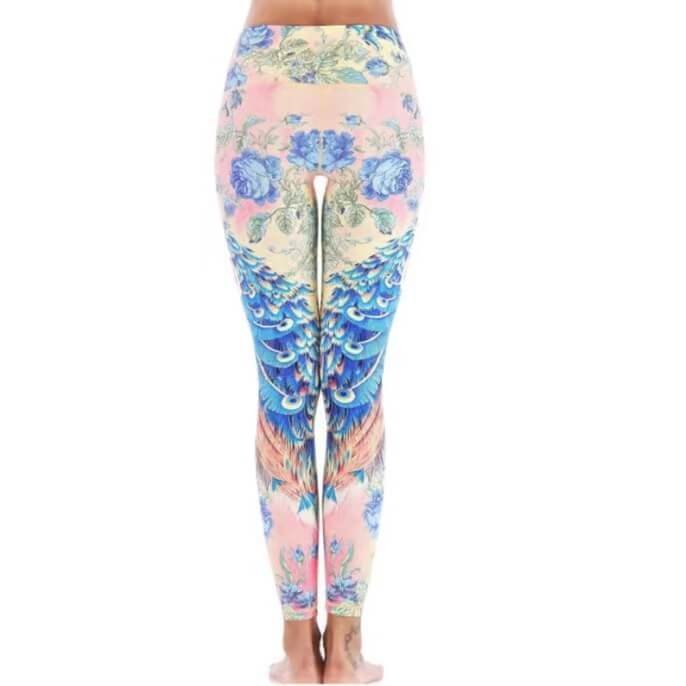 Moisture-Wicking High Waisted Compression Spandex Lycra Placement Print Leggings