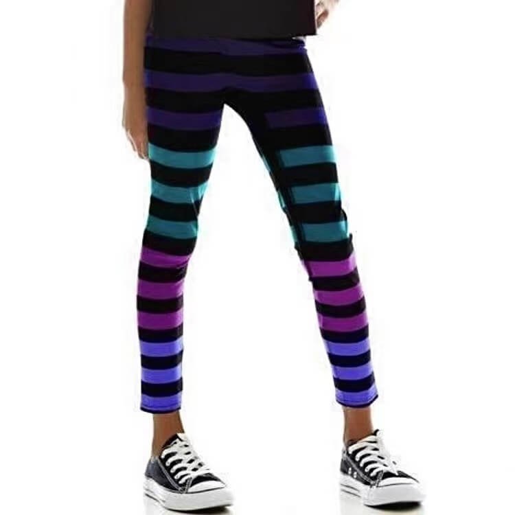 Moisture-Wicking Skin Tight Colorful Printed Athletic Kids Leggings