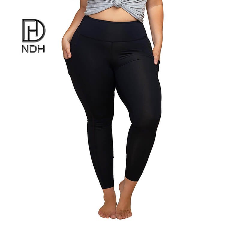 Plus Size High Waisted Eco-Friendly Athletic Black Lycra Athletic Leggings