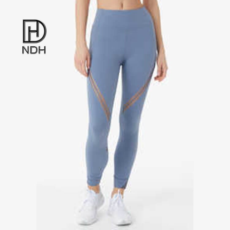 Recycle Nylon Lycra Fabric Workout Leggings with Four-Way Stretch Tummy Control