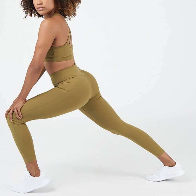 Stretch Yoga Workout Interlock Seams Recycled Polyamide Full-Length Leggings