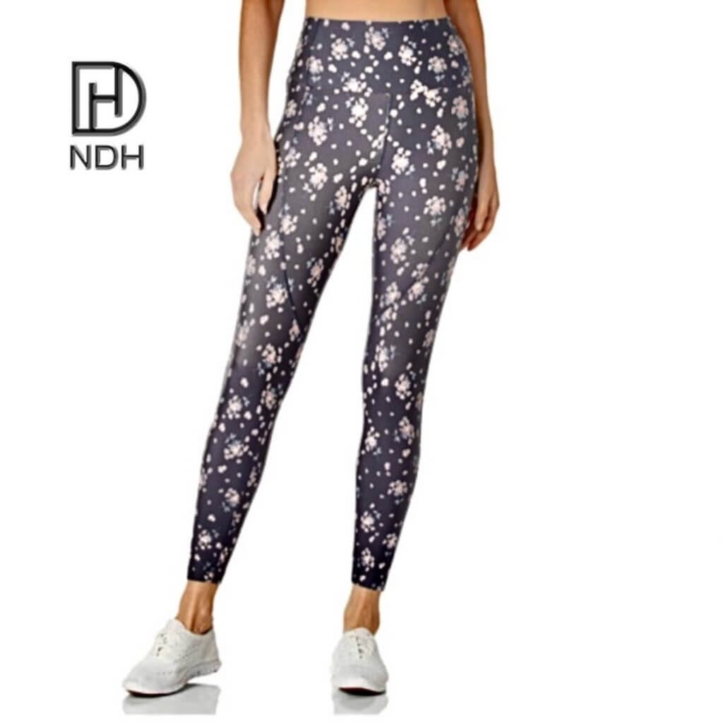 Tummy Control Non-Seen Through Black Lycra Sublimated Leggings